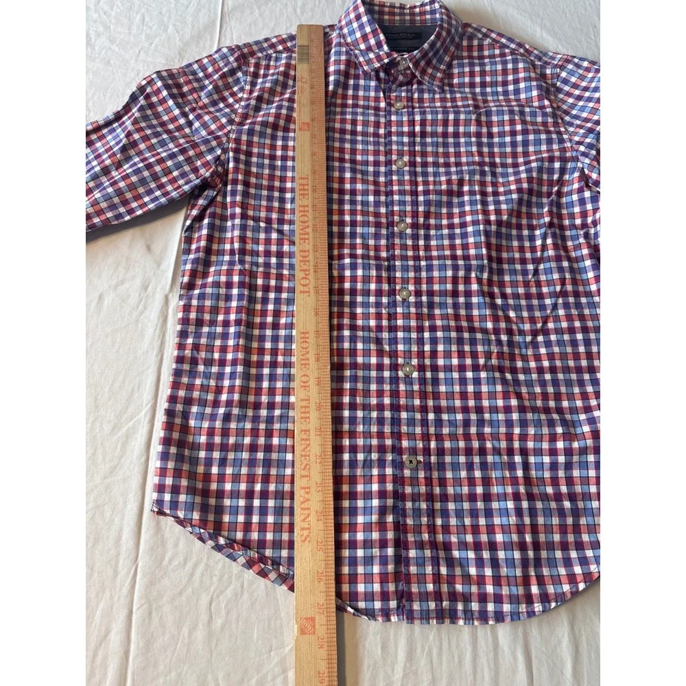 Banana Republic Camden Fit Shirt Mens Medium Red Blue Gingham Check Excellent LS